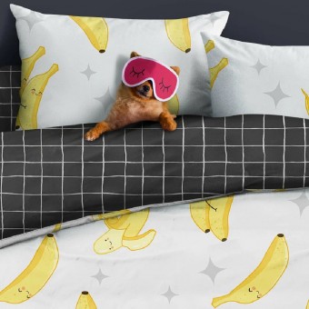 Комплект постельного белья        1,5 спальный из поплина        с наволочками 50х70 2 шт Фрукты Uniqcute