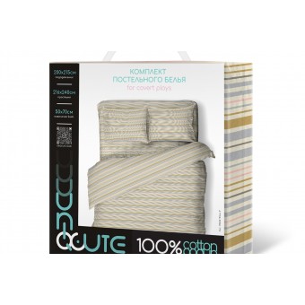 Комплект постельного белья        1,5 спальный из поплина        с наволочками 50х70 2 шт Полоска Uniqcute