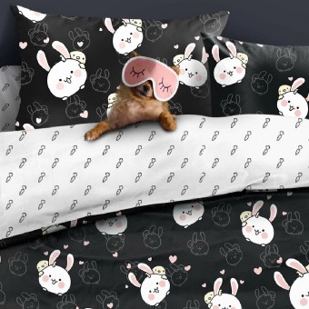 Комплект постельного белья        1,5 спальный из поплина        с наволочками 50х70 2 шт Принт Uniqcute