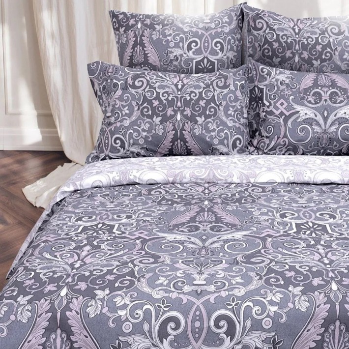 Комплект постельного белья 1,5 спальный из поплина с наволочками 50х70 2 шт Орнамент Uniqcute