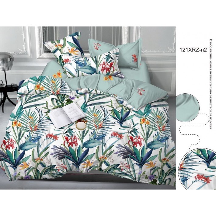 Комплект постельного белья 1,5 спальный из сатина с наволочками 70х70 2 шт Цветы Luxor