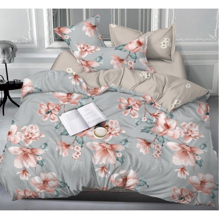 Комплект постельного белья 1,5 спальный из сатина с наволочками 70х70 2 шт Цветы Luxor