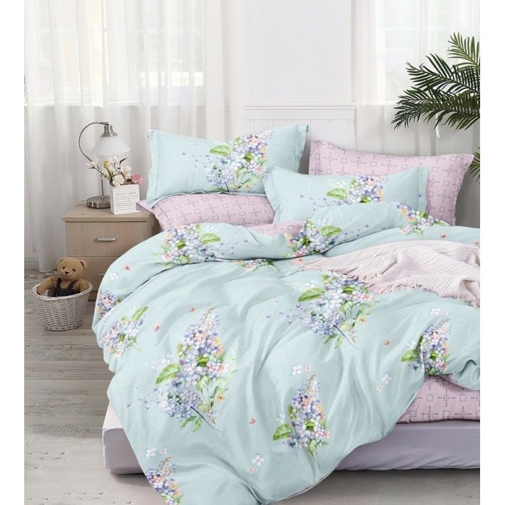 Комплект постельного белья 1,5 спальный из сатина с наволочками 70х70 2 шт Растения Luxor