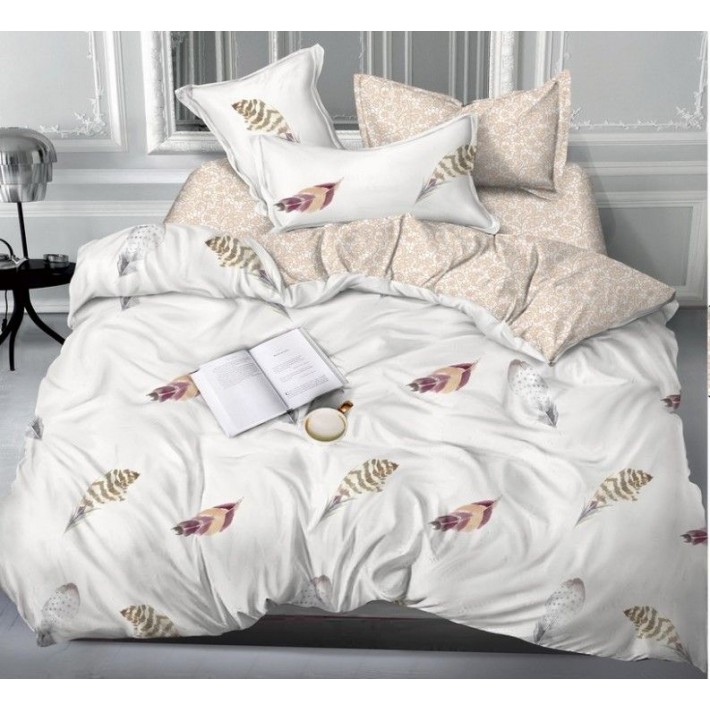 Комплект постельного белья 1,5 спальный из сатина с наволочками 70х70 2 шт Перья Luxor