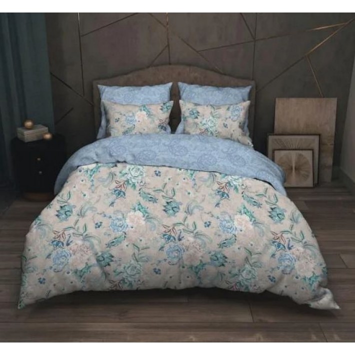 Комплект постельного белья 1,5 спальный из сатина с наволочками 70х70 2 шт Цветы Luxor