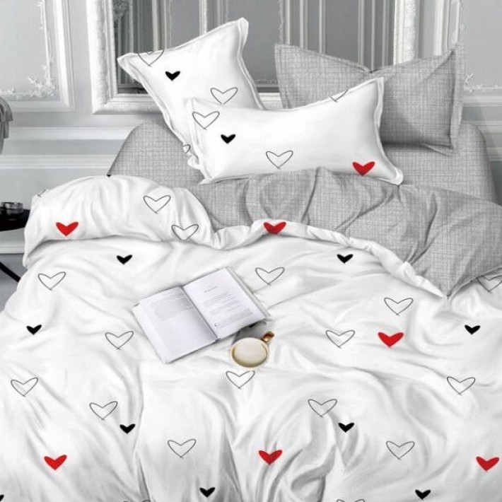 Комплект постельного белья 1,5 спальный из сатина с наволочками 70х70 2 шт Сердечки Luxor