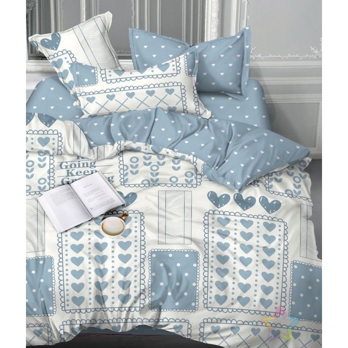 Комплект постельного белья 1,5 спальный из сатина с наволочками 70х70 2 шт Сердечки Luxor