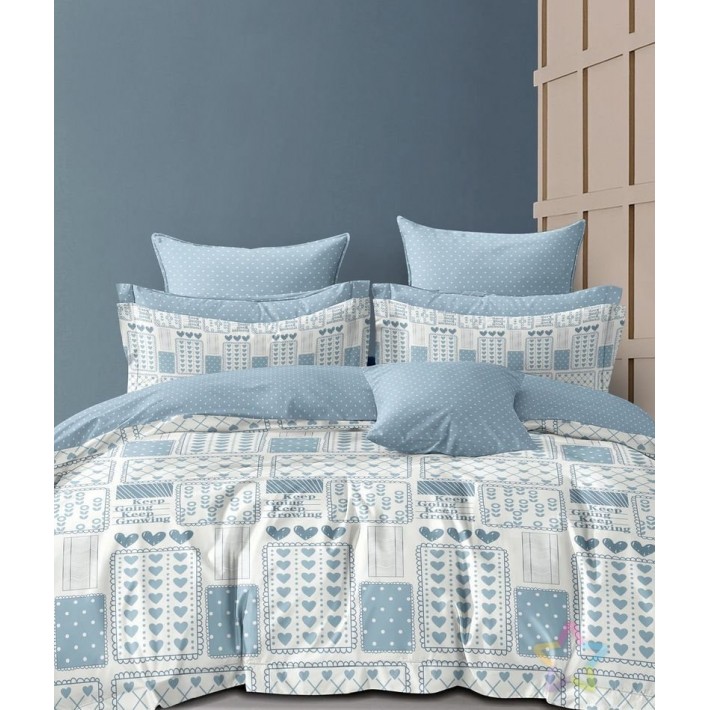 Комплект постельного белья 1,5 спальный из сатина с наволочками 70х70 2 шт Сердечки Luxor