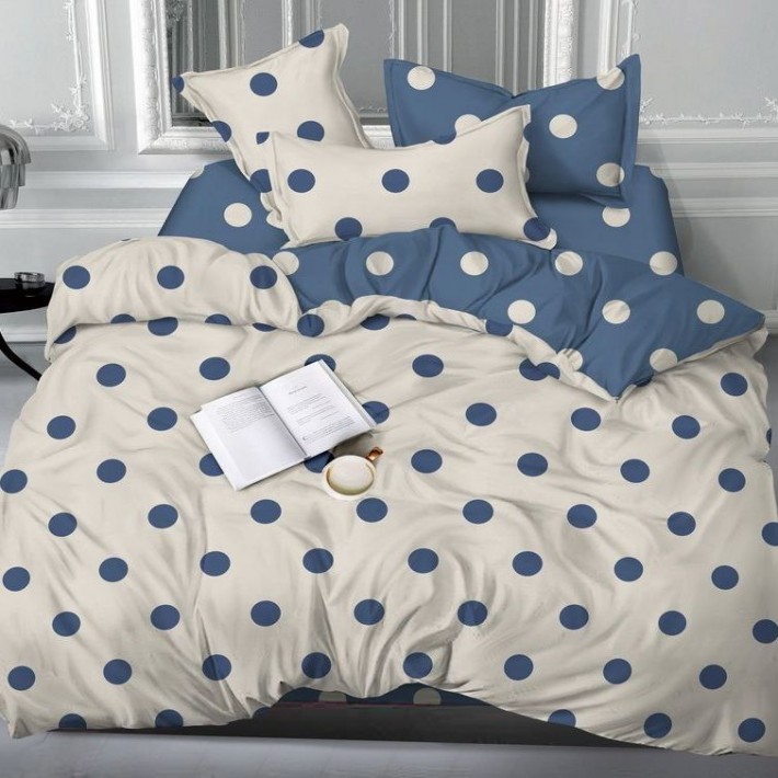 Комплект постельного белья 1,5 спальный из сатина с наволочками 70х70 2 шт Горох Luxor