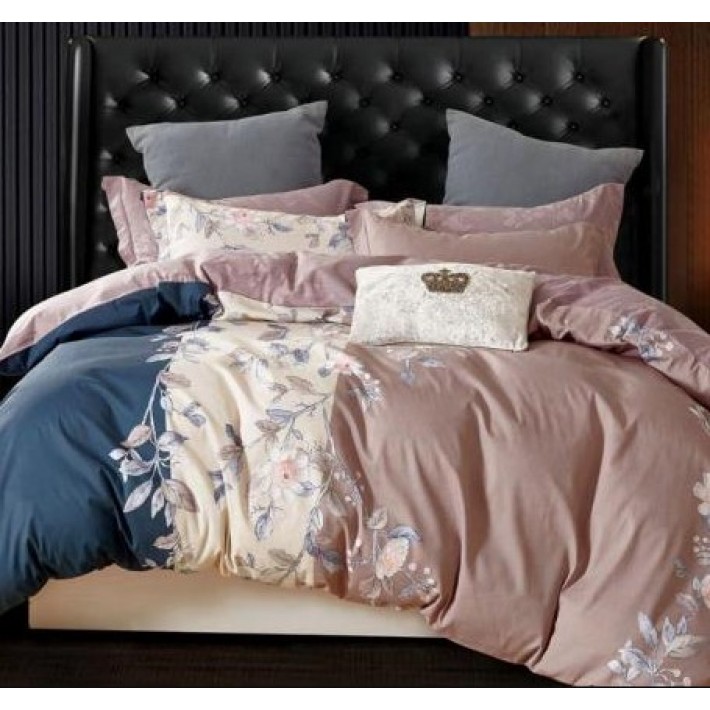 Комплект постельного белья 1,5 спальный из сатина с наволочками 70х70 2 шт Веточки Luxor