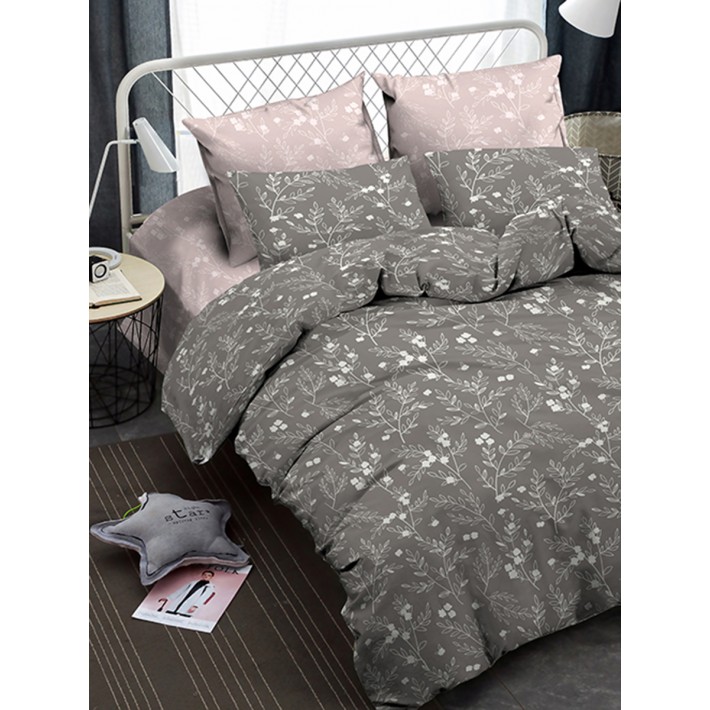 Комплект постельного белья 1,5 спальный из сатина с наволочками 70х70 2 шт Веточки Amore Mio