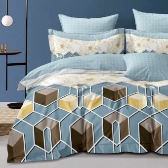 Комплект постельного белья         1,5 спальный из сатина        с наволочками 70х70 2 шт Геометрия Kuzina  