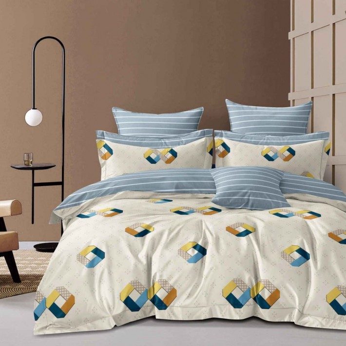 Комплект постельного белья 1,5 спальный из сатина с наволочками 70х70 2 шт Ромбы Kuzina