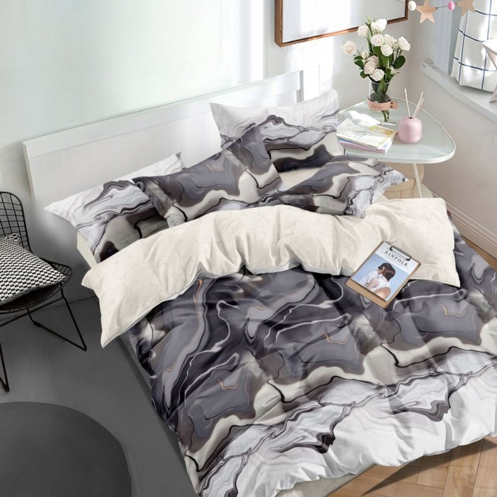 Комплект постельного белья 1,5 спальный из сатина с наволочками 70х70 2 шт Абстракция Kuzina