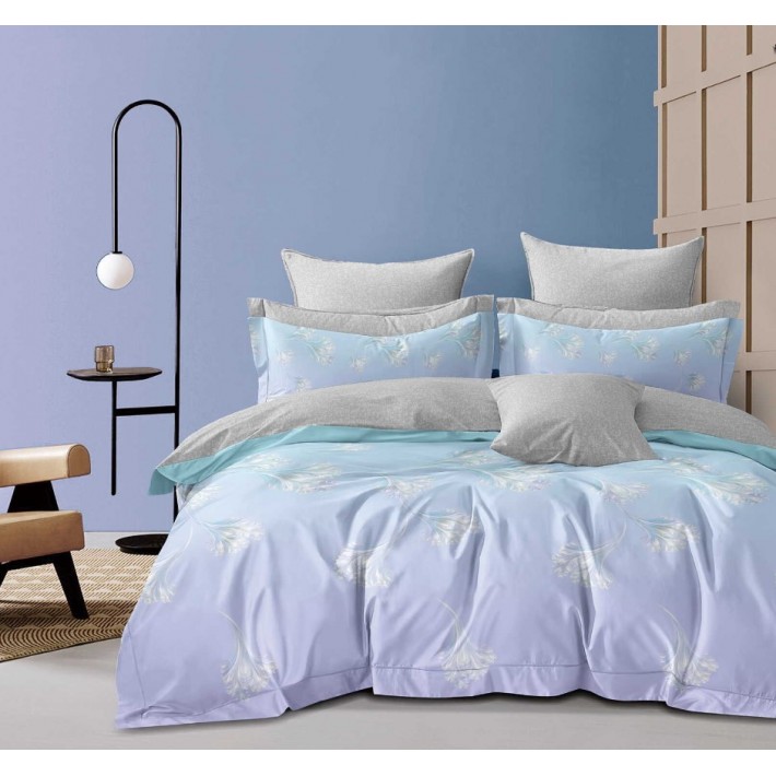 Комплект постельного белья 1,5 спальный из сатина с наволочками 70х70 2 шт Цветы Kuzina