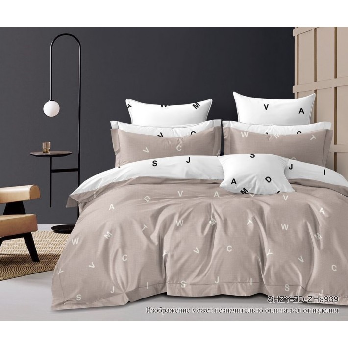 Комплект постельного белья 1,5 спальный из сатина с наволочками 70х70 2 шт Надписи Kuzina
