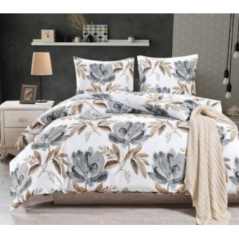 Комплект постельного белья         1,5 спальный из сатина        с наволочками 50х70 2 шт Цветы Valtery