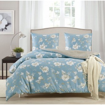 Комплект постельного белья         1,5 спальный из сатина        с наволочками 50х70 2 шт Цветы Valtery