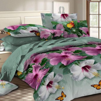 Комплект постельного белья     1,5 спальный  из полисатина, цветы Amore Mio  