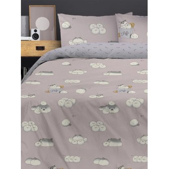 Комплект постельного белья        двуспальный из поплина        с наволочками 50х70 2 шт Рисунок Uniqcute