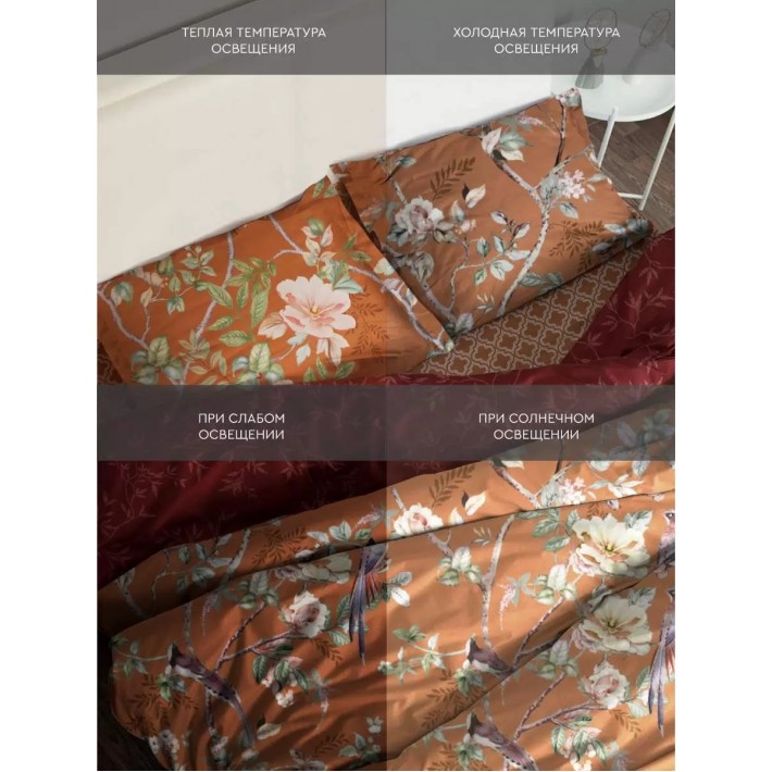 Комплект постельного белья двуспальный из перкаля с наволочками 50х70 2 шт Цветы