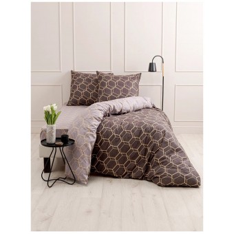 Комплект постельного белья        двуспальный из перкаля        с наволочками 70х70 2 шт в сетку Василиса