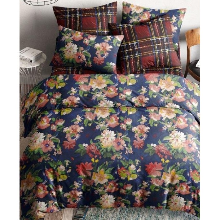 Комплект постельного белья двуспальный из поплина с наволочками 50х70 2 шт Цветы Ночь Нежна