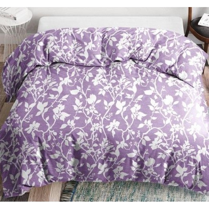 Комплект постельного белья двуспальный из поплина с наволочками 50х70 2 шт Растения Ночь Нежна