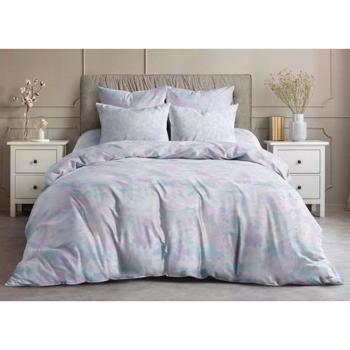 Комплект постельного белья двуспальный из поплина с наволочками 70х70 2 шт Принт Веселина