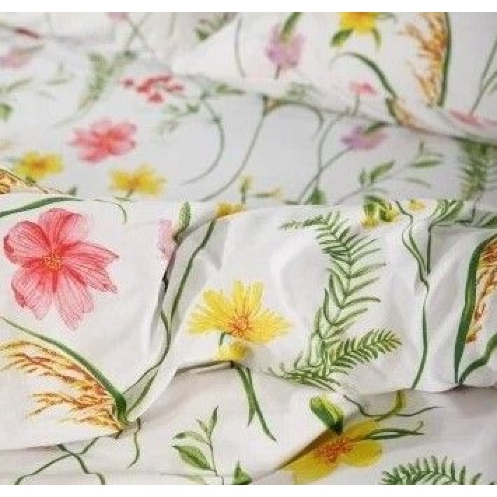 Комплект постельного белья двуспальный из поплина с наволочками 50х70 2 шт Растения Ночь Нежна