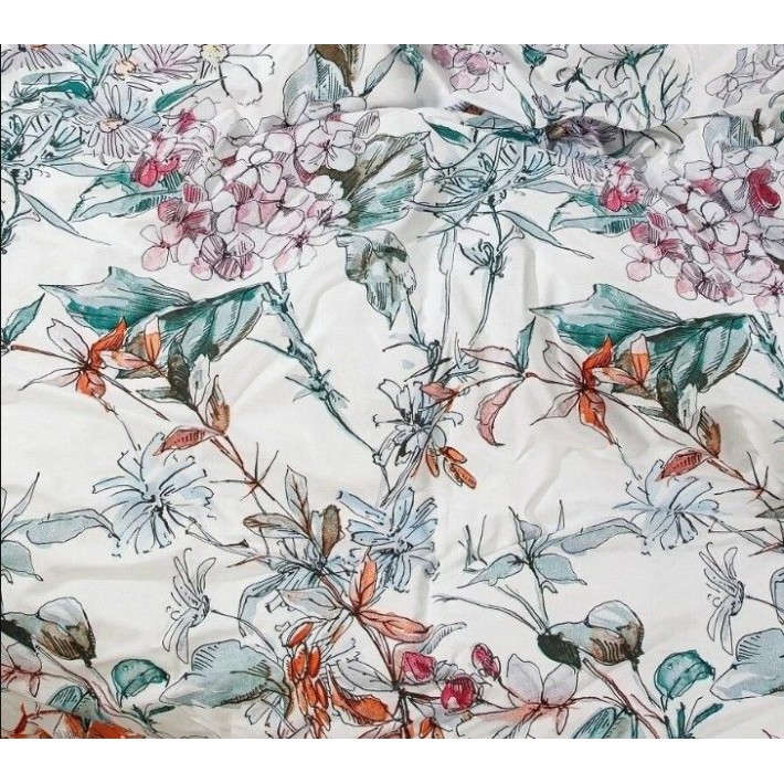 Комплект постельного белья двуспальный из поплина с наволочками 50х70 2 шт Растения Ночь Нежна