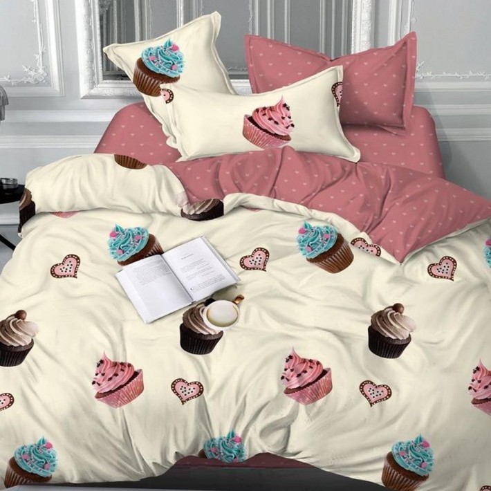 Комплект постельного белья двуспальный из поплина с наволочками 70х70 2 шт Рисунок Kuzina