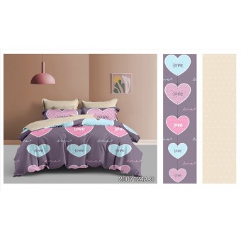 Комплект постельного белья         двуспальный из поплина        с наволочками 70х70 2 шт Сердечки Kuzina  