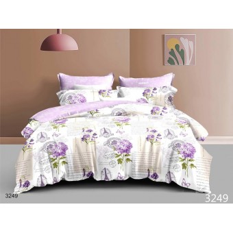 Комплект постельного белья         двуспальный из поплина        с наволочками 70х70 2 шт Цветы Kuzina  