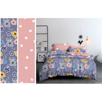 Комплект постельного белья         двуспальный из поплина        с наволочками 70х70 2 шт Цветы Kuzina  