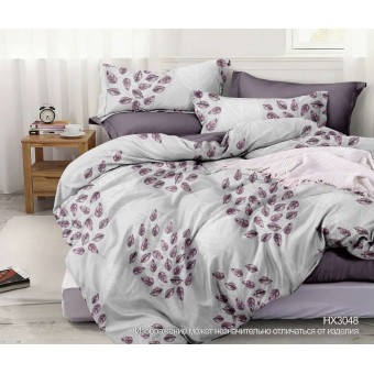 Комплект постельного белья         двуспальный из поплина        с наволочками 70х70 2 шт Листья Kuzina  