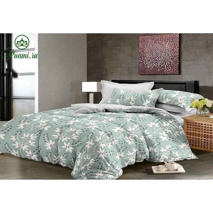 Комплект постельного белья двуспальный из сатина с наволочками 70х70 2 шт Цветы Luxor