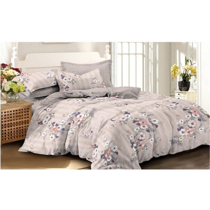 Комплект постельного белья двуспальный из сатина с наволочками 70х70 2 шт Цветы Luxor