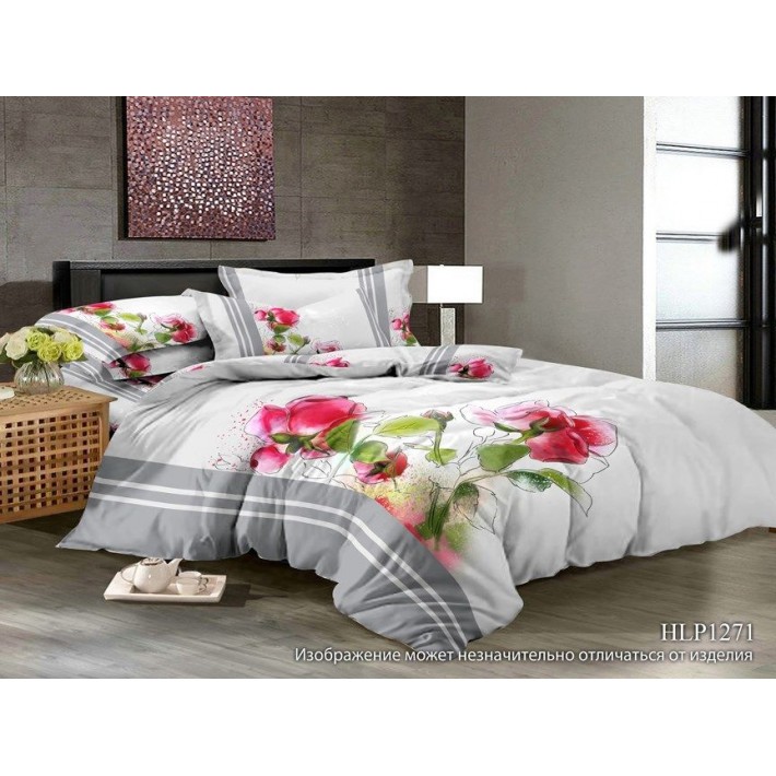 Комплект постельного белья двуспальный из сатина с наволочками 70х70 2 шт Цветы Luxor