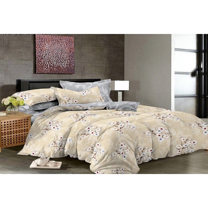 Комплект постельного белья двуспальный из сатина с наволочками 70х70 2 шт Цветы Luxor