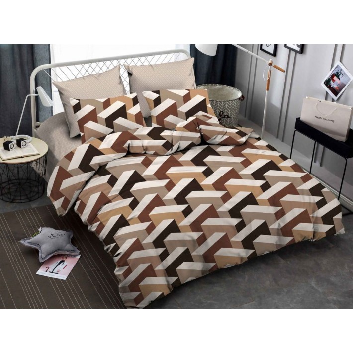 Комплект постельного белья двуспальный из сатина с наволочками 70х70 2 шт Геометрия Amore Mio