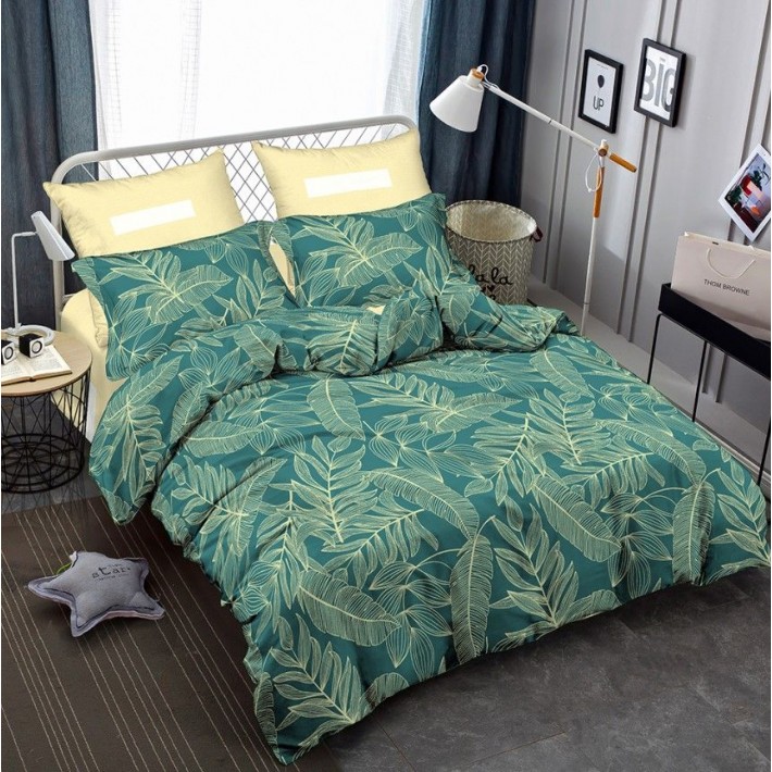 Комплект постельного белья двуспальный из сатина с наволочками 70х70 2 шт Листья Amore Mio