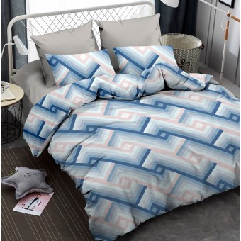 Комплект постельного белья        двуспальный из сатина        с наволочками 70х70 2 шт Геометрия Amore Mio  