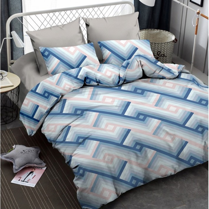 Комплект постельного белья двуспальный из сатина с наволочками 70х70 2 шт Геометрия Amore Mio