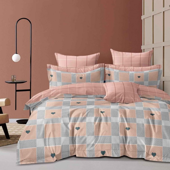 Комплект постельного белья двуспальный из сатина с наволочками 70х70 2 шт Абстракция Kuzina