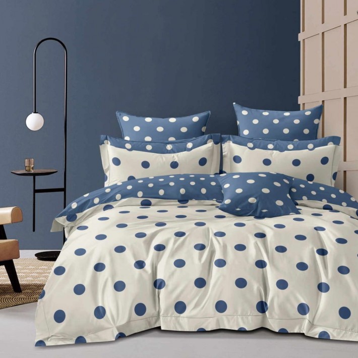 Комплект постельного белья двуспальный из сатина с наволочками 70х70 2 шт Круги Kuzina