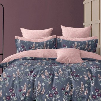 Комплект постельного белья         двуспальный из сатина        с наволочками 70х70 2 шт Цветы Kuzina  