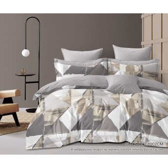 Комплект постельного белья         двуспальный из сатина        с наволочками 70х70 2 шт Геометрия Kuzina