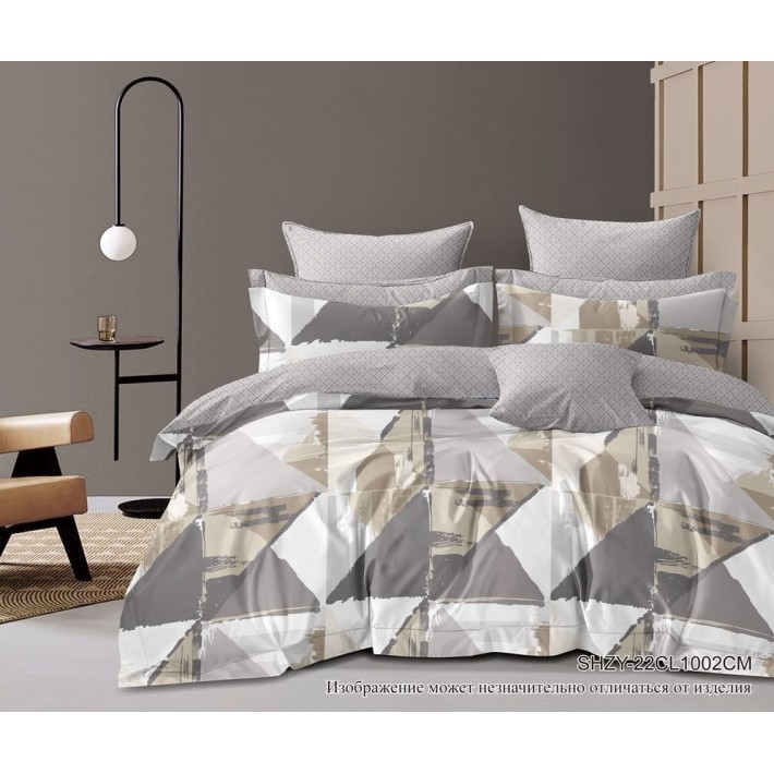 Комплект постельного белья двуспальный из сатина с наволочками 70х70 2 шт Геометрия Kuzina