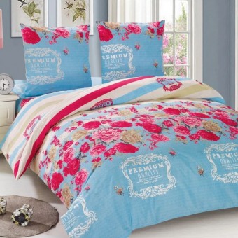 Комплект постельного белья        двуспальный из полисатина        с наволочками 70х70 2 шт Цветы Amore Mio